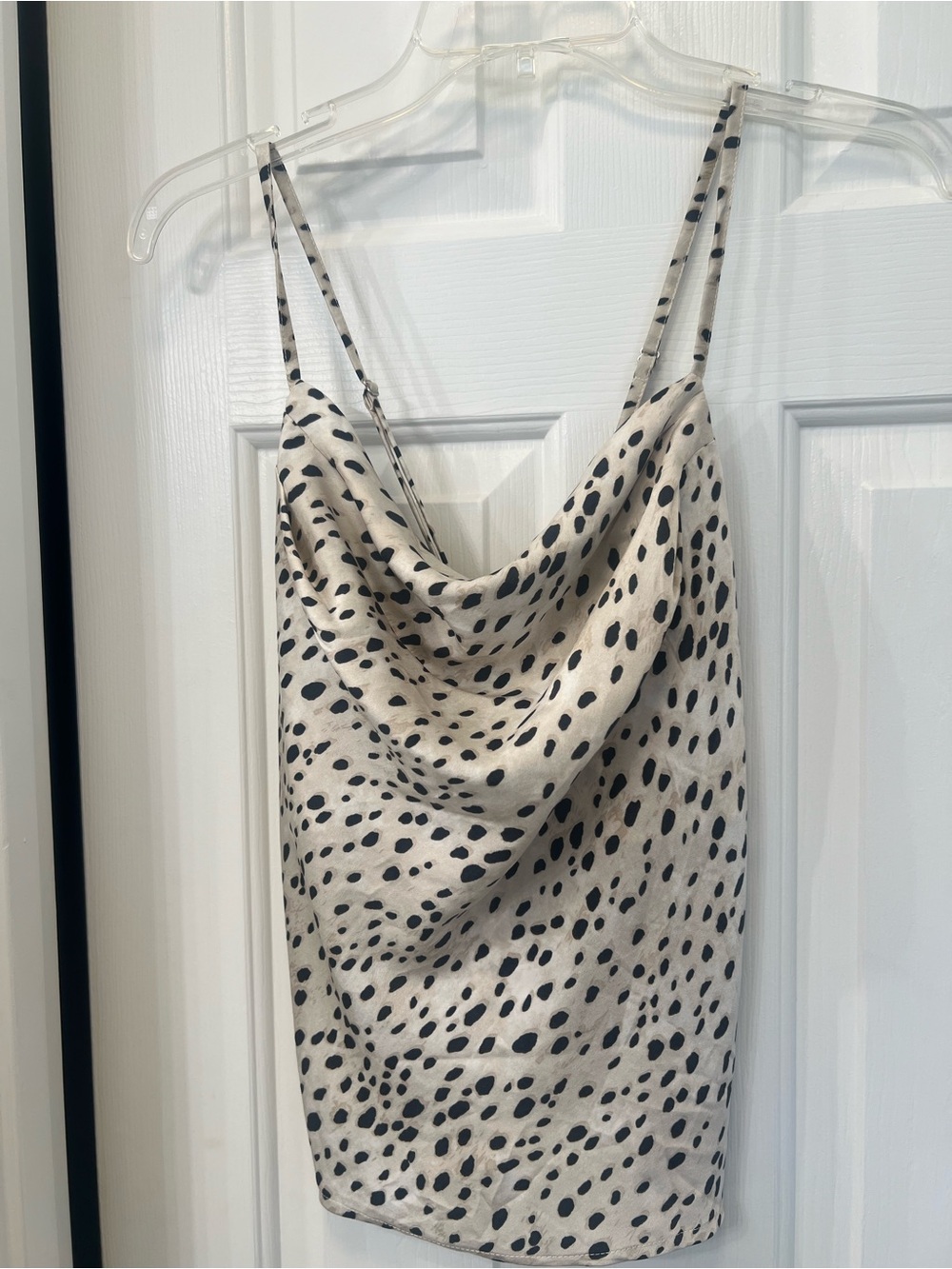By Together Cream and Black Dalmatian Cowl Neck Tank